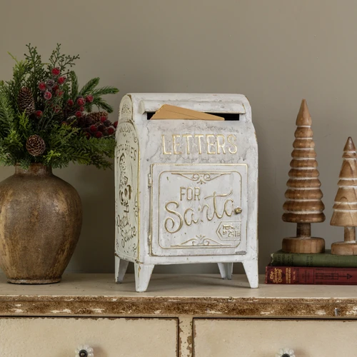 GOLD & WHITE HOLIDAY MAILBOX