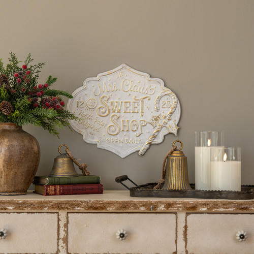 15.75" GOLD & WHITE  SWEET SHOP SIGN