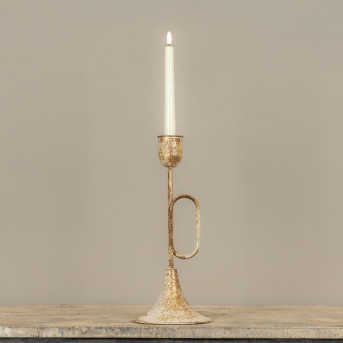 13.75" GOLD TRUMPET TAPER CANDLE HOLDER