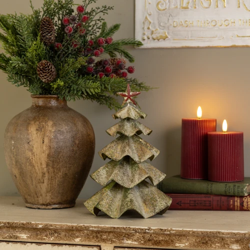10.25" GOLD METAL TREE W/ RED STAR
