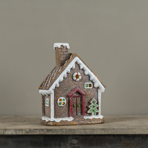 12" JOYFUL LIGHTED GINGERBREAD HOUSE