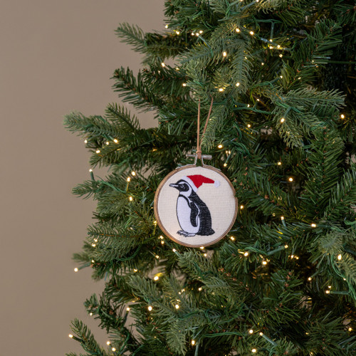 5" JOLLY PENGUIN EMBROIDERED ORNAMENT