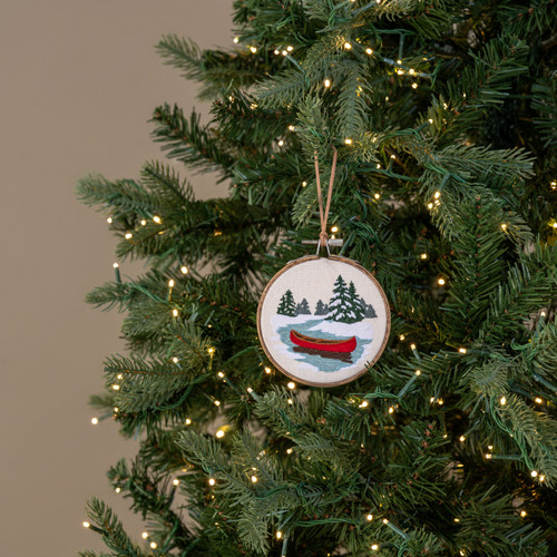 5" WINTER CANOE EMBROIDERED ORNAMENT