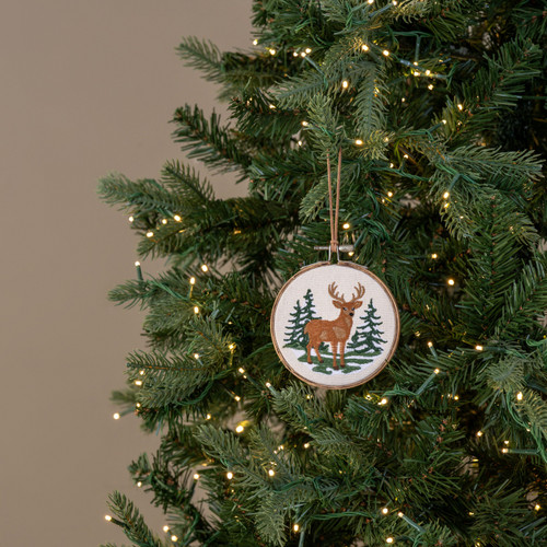 5" WINTER DEER EMBROIDERED ORNAMENT