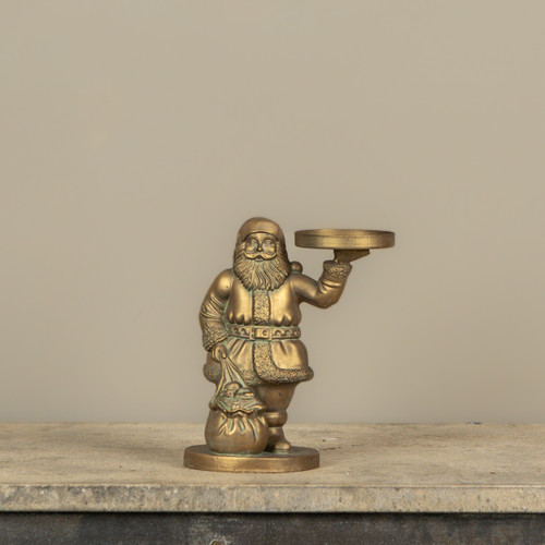 8" GOLD SAINT NICK PILLAR CANDLE HOLDER