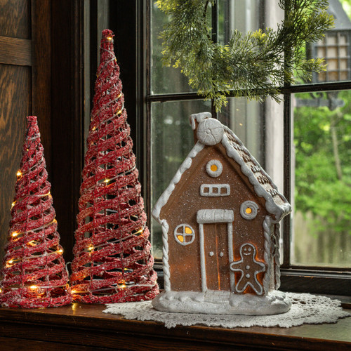 12.5" LIGHTED GINGERBREAD HOUSE