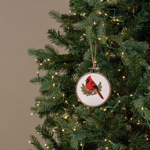 5" CARDINAL EMBROIDERED ORNAMENT