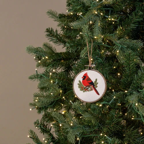 5" CARDINAL EMBROIDERED ORNAMENT