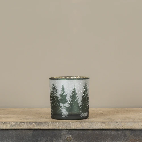 6" WINTER FOREST GLASS HURRICANE