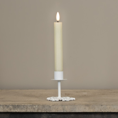 3" WHITE SNOWFLAKE TAPER CANDLE HOLDER