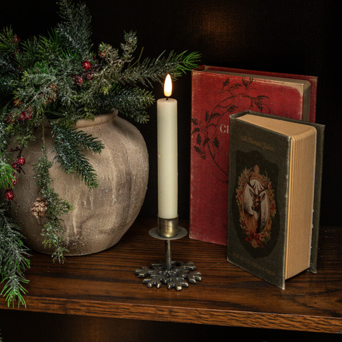 3" GOLD SNOWFLAKE TAPER CANDLE HOLDER