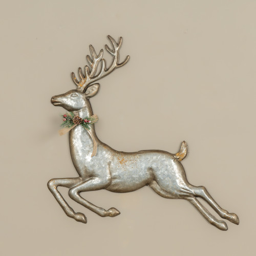 20.25" GALVANIZED PRANCING REINDEER
