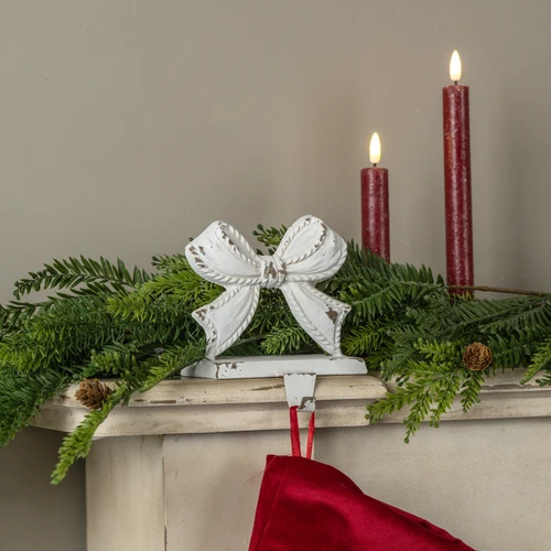 PETITE WHITE BOW STOCKING HOLDER