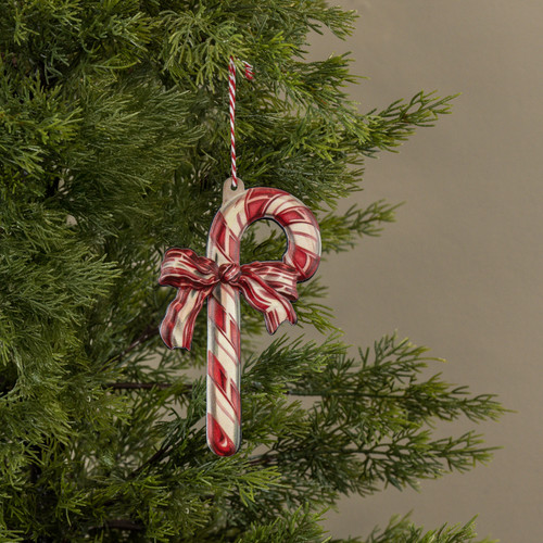 6" CANDY CANE METAL ORNAMENT