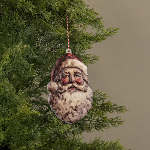 6" SANTA HEAD METAL ORNAMENT