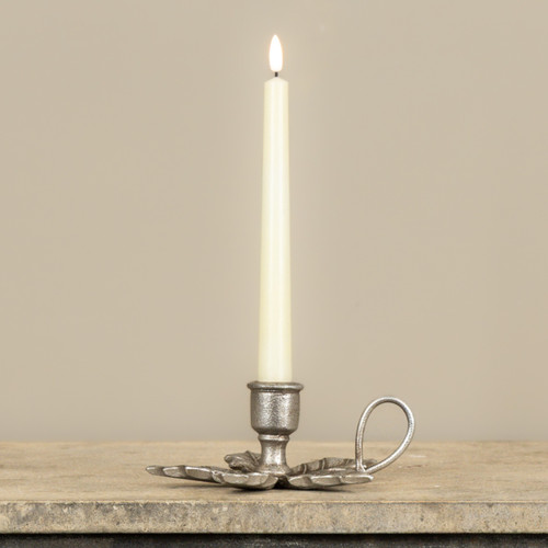 PEWTER HOLLY TAPER CANDLE HOLDER