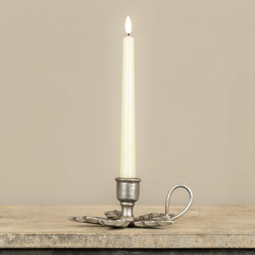 PEWTER HOLLY TAPER CANDLE HOLDER