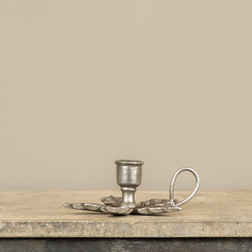 PEWTER HOLLY TAPER CANDLE HOLDER