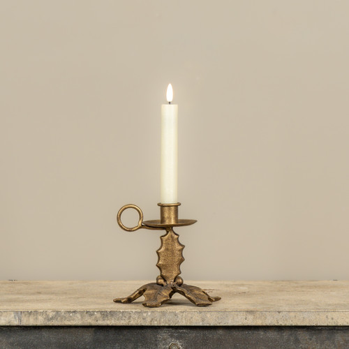5" GOLD HOLLY TAPER CANDLE HOLDER
