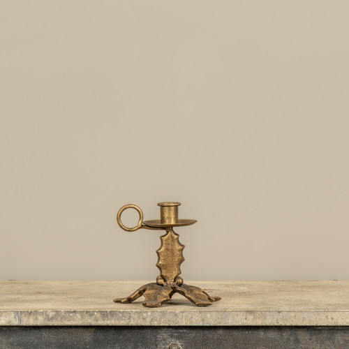 5" GOLD HOLLY TAPER CANDLE HOLDER