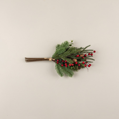 19" MIXED PINE BOUQUET W/ RED BERRIES & NUTS