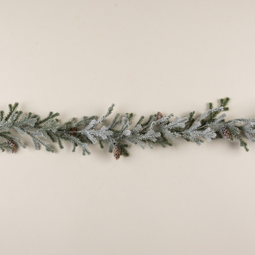 6' FLOCKED PINE W/ PINECONE GARLAND