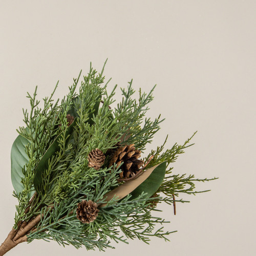 15.5" MAGNOLIA LEAF & MIXED PINECONE BUSH