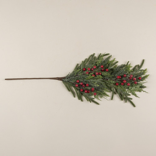 28" GLITTERED PINE & RED BERRY SPRAY