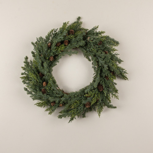 22" JUNIPER & PINECONE WREATH