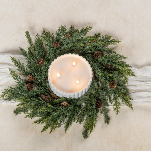 16" JUNIPER &PINECONE CANDLE RING