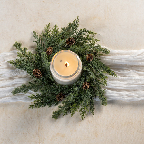 11" JUNIPER & PINECONE CANDLE RING