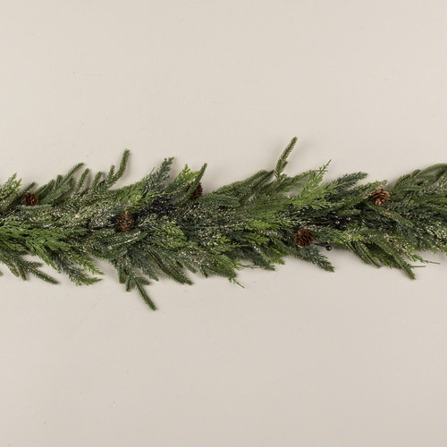 5' GLITTERED JUNIPER , PINECONE & BERRY GARLAND