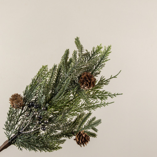 16" GLITTERED JUNIPER, PINECONE & BERRY PICK
