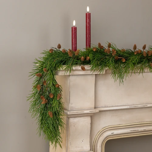 6' PINE NEEDLE W/ PINECONE GARLAND