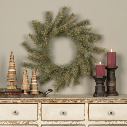 24" GOLD GLITTERED PINE WREATH