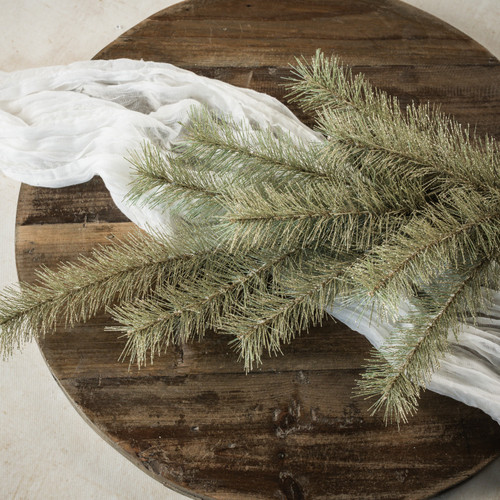 30" GOLD GLITTERED PINE SPRAY