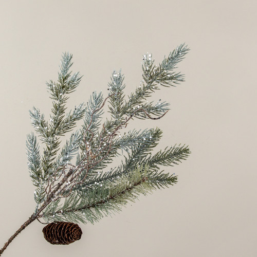 20" GLITTERED PINE & TWIG SPRAY