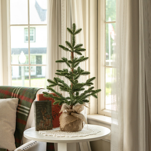 25" FIR TREE W/ BURLAP BASE