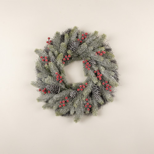 23" FORSTED PINE & BERRY WREATH