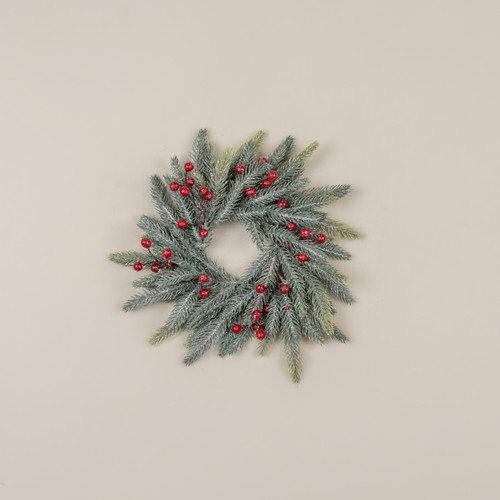 15" WHITEWASH PINE & BERRY CANDLE RING