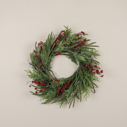 24" CEDAR, PINE & RED BERRIES WREATH