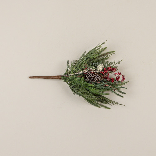 17" CEDAR, PINE & RED BERRIES BUSH
