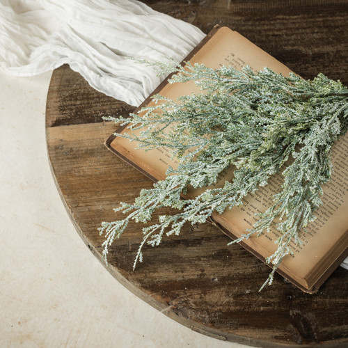 18" GLITTERED WHITE CYPRESS SPRAY