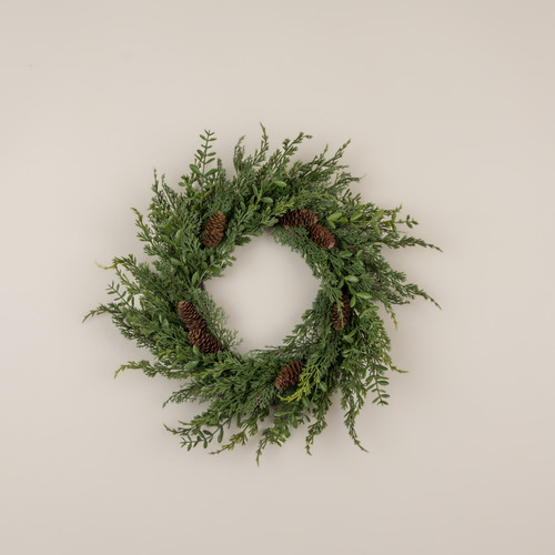 22" CYPRESS & RUSCUS WREATH