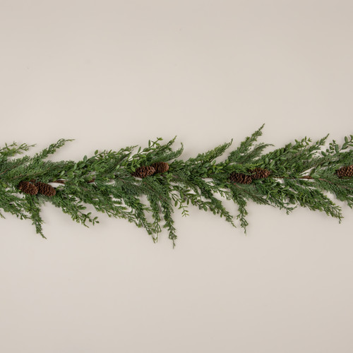 6' CYPRESS & RUSCUS GARLAND
