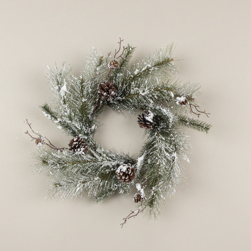 20" SNOWY PINE & PINECONE WREATH