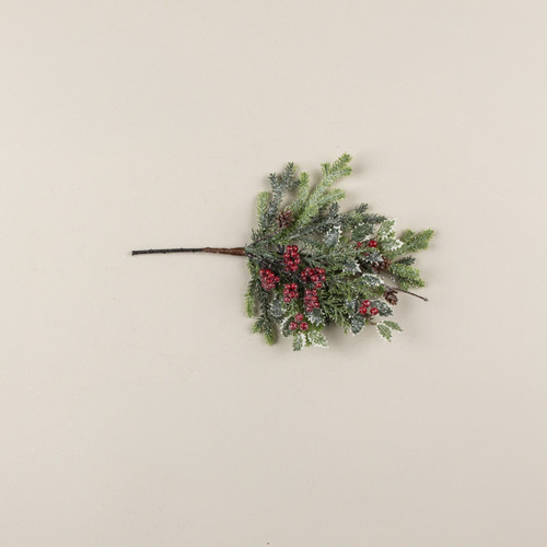 15" GLITTERED PINE, CYPRESS & HOLLY PICK