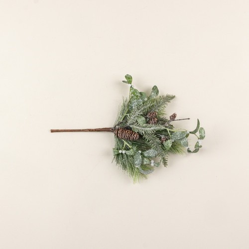 16" FROSTED PINE, HEMLOCK & MISTLETOE PICK