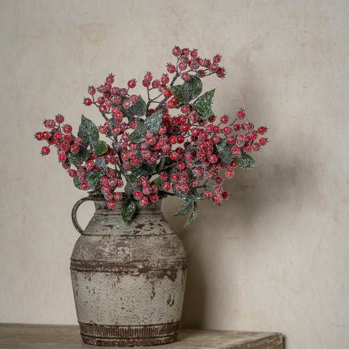 25" GLITTERED RED BERRY SPRAY