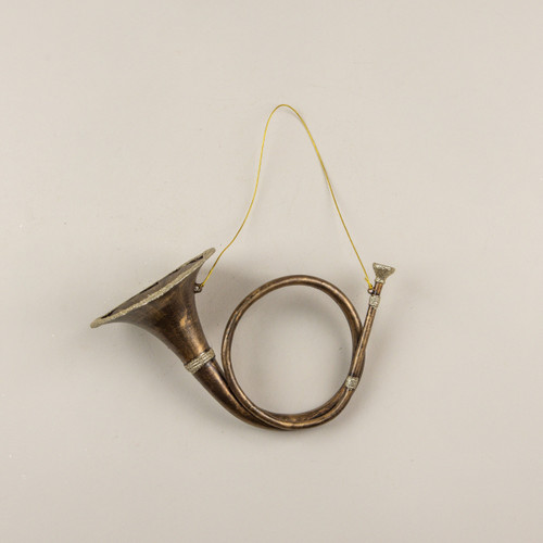 GOLD FRENCH HORN ORNAMENT